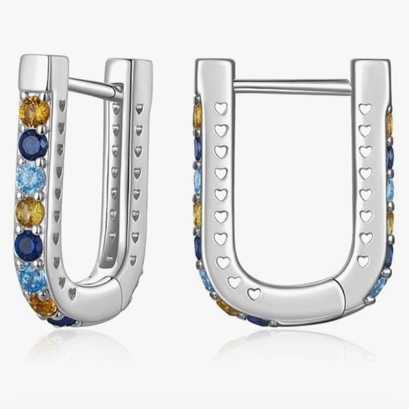 NEW multi color CZ silver earrings. - Picture 1 of 3